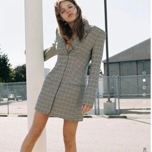 Zara Gray Plaid Mini Dress